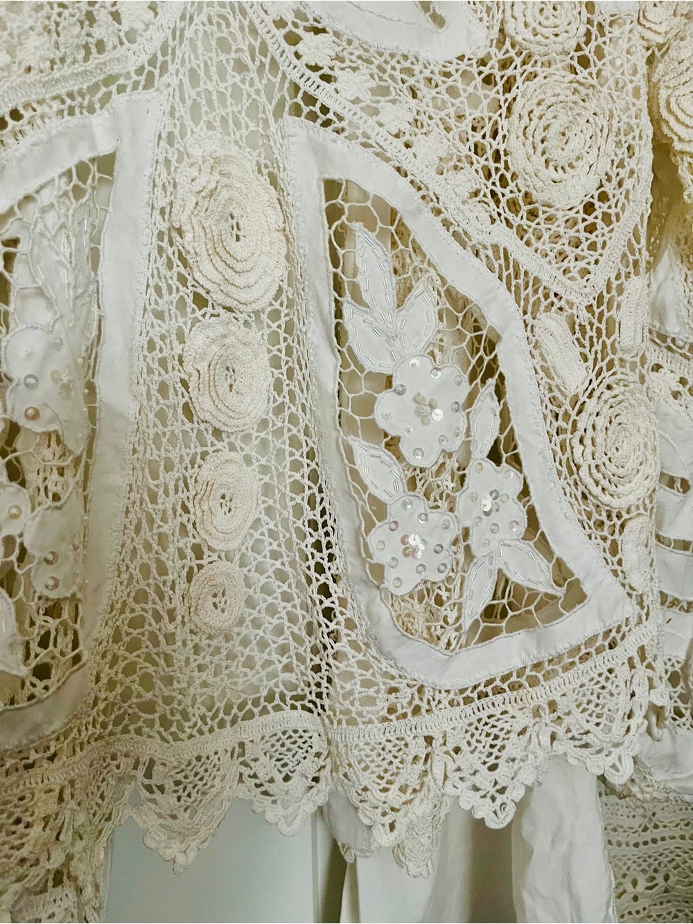 Vintage Limm’s Three Piece Beachy Romantic Lace Crochet Set with Sequins - Picture 5 of 16